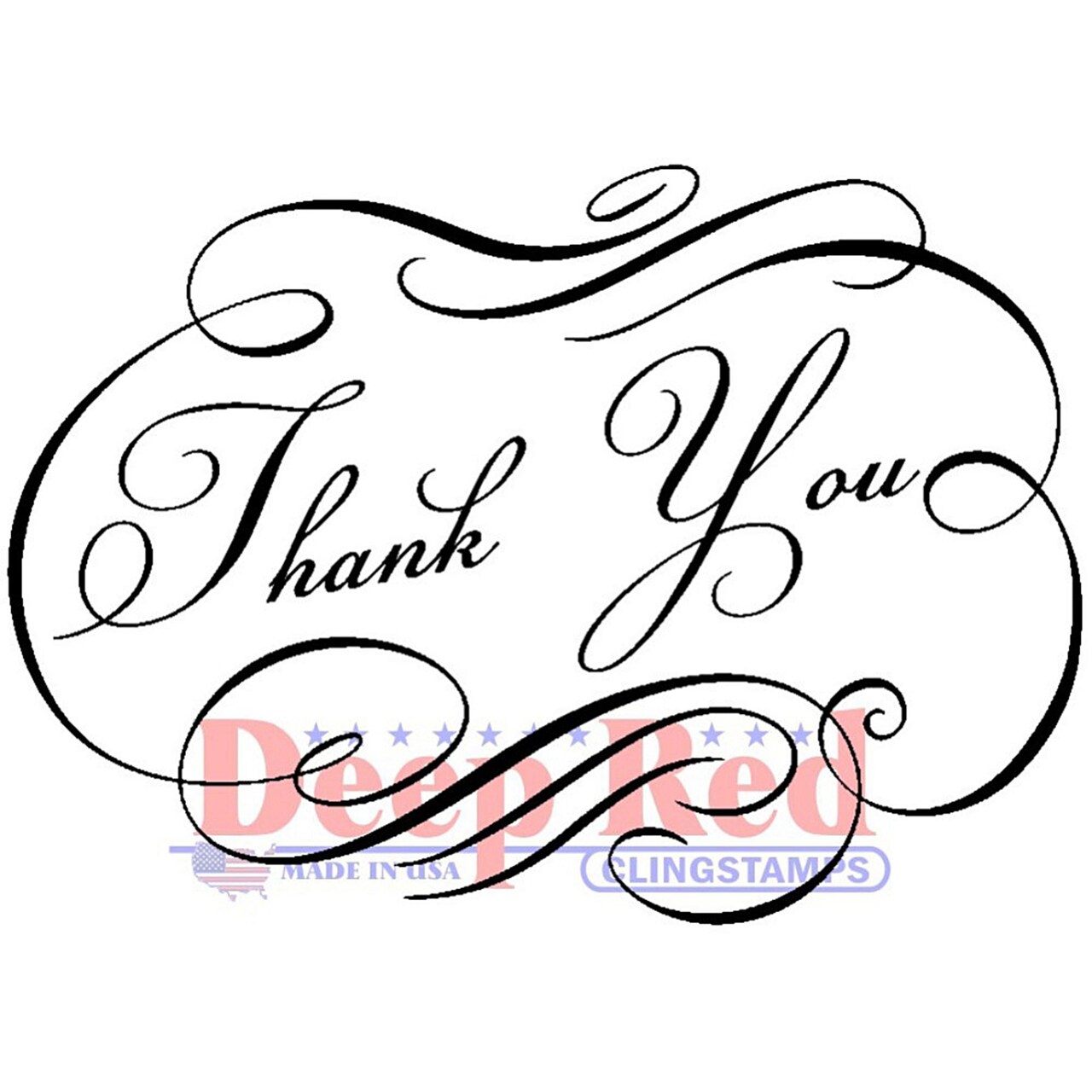 Deep Red Stamps Fancy Thank You Essentials Cling Stamp 3 x 2.1 inches